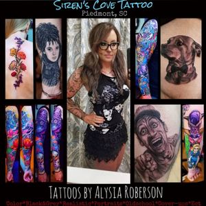 One of South Carolina's BEST female tattoo artists, Alysia Roberson at Siren's Cove Tattoo ! ***🧜‍♀️Siren's Cove Tattoo located at 3121-A Hwy 153, Piedmont, SC 29673 (right off exit 40 on i85, directly beside Nationwide Insurance and H&R Block), open Tues-Thurs 12:30-7pm, Fri-Sat 12:30-8pm, SHOP number (864)283-6900... ***🧜‍♂️For any and all tattoo inquiries, including but not limited to: pricing, scheduling, availability, appointments, consultations, cover-up questions, ect., ect., please CALL and/or COME BY the SHOP Siren's Cove Tattoo during BUSINESS HOURS! CALLING and/or COMING BY during business hours is the BEST way to get tattooed (NOT social media messages!)! ***🧜‍♀️As always, thank you for all of your business, loyalty, and support, and of course thank you for getting tattooed at Siren's Cove!!! #tattoos #tattooed #octopustattoo #tattooedwoman #nauticaltattoo #inkedgirl #tattooartist #tattooedman #tattooedguy #tattooedguys #TattooGirl #tattooGirls #tattooedgirl #tattooedgirls #tattoosforwomen #tattoosformen #girly #girlytattoos #inked   #tattooedwoman #sg  #sirenscove #bestoftheupstate #sctattooer #femaletattooartist #sctattoo #sctattooist #sctattooartist #southcarolinatattooartist #sctattooshop #ladytattooer #sctattooer #southcarolinatattooartist #greenvillesc #downtowngreenville #andersonsc #clemsonsc #greenville #greenvilletattooshop #greenvilletattooartist  #Alysiarobersontattoo #mermaid #mermaidtattoo #siren #sirentattoo #makeup  #blonde #brunette  #chesttattoo #sleevetattoo #mermaidportrait  #mermaidtattoos #oceantattoo #ocean #badasstattoo  #prettytattoo  #nautical #nauticaltattoos #nauticaltheme  #japanesetattoo  #Cthulhu  #cthulhutattoo  #shiptattoo #piratetattoo #squidtattoo   #realistictattoo #yeahthatgreenville #glasses  #alternativegirl  #coveruptattoo #piercings #portraittattoo #portrait #dbz #dbztattoo #megaman #megamantattoo #pitbulls #pitbull #pitbulltattoo #bullytattoo #dogtattoo #animaltattoo #dogportrait #galaxytattoo #ernest #ernesttattoo #girltattooartist  #ladytattooer  #jimvarney #jimvarneytattoo  #flowerstattoo #tattooedscar #colortattoo #beetlejuice #beetlejuicetattoo #LydiaDeetz #lydiatattoo #lydiadeetztattoo #beetlejuiceportrait #lydiaportrait #japanese #japanesetattoo #blackandgreytattoo #blackandgrey #inkmaster  #anchortatoo #alternative  #tattoosiren #sirenscovetattoo One of SC's best tattoo artist! Best Greenville, SC tattoo artist! Best Anderson, SC tattoo artist! Best Piedmont, SC tattoo artist! Best Powdersville, SC tattoo artist! Best Clemson, SC tattoo artist! Best SC tattoo artist! Best South Carolina tattoo artist! www.facebook.com/sirenscovetattoo www.facebook.com/Alysia.Roberson.Tattoo.ArtistInstagram: @sirens_cove_tattoo 