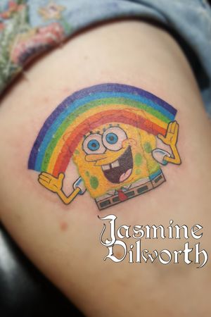 "Imagination!" Bring in more Spongebob pieces, I'd love to do them!! :D #tattoo #tattooartist #femaletattooartist #spongebob #spongebobtattoo #colortattoo #colorful #rainbowtattoo #rainbow #cartoontattoo #cartoon #nickalodeon #nickalodeontattoo #imagination #legtattoo #greenland #greenlandnh #nh #newhampshire #boston #kittery #dovernh #geneva #genevany #ny #newyork #newenglandartist #portsmouthnh 