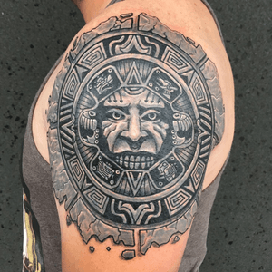Aztec cover tattoo