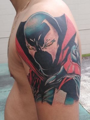 Custom spawn piece in progress, can't wait for the next session. #nctattooer #comicbooktattoos #spawn #Tattoodo 