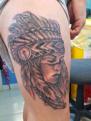 Tattoo uploaded by quangtchung • Indian Female Head Tattoo, Black & grey  realism • Tattoodo