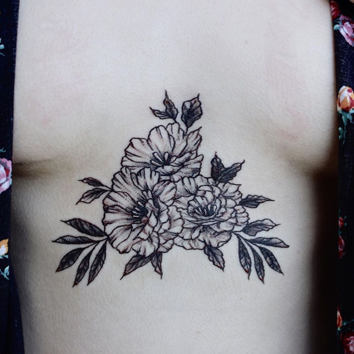 Tattoo uploaded by Sabrina Sabatino • Floral sternum piece • Tattoodo