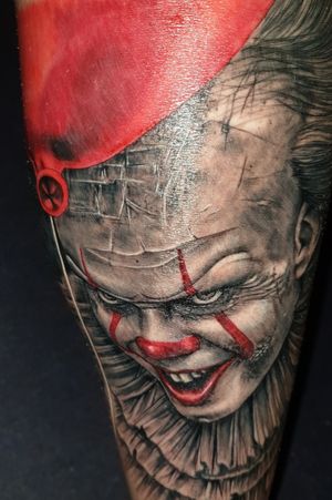 Pennywise from the movie IT Portrait Tattoo 
