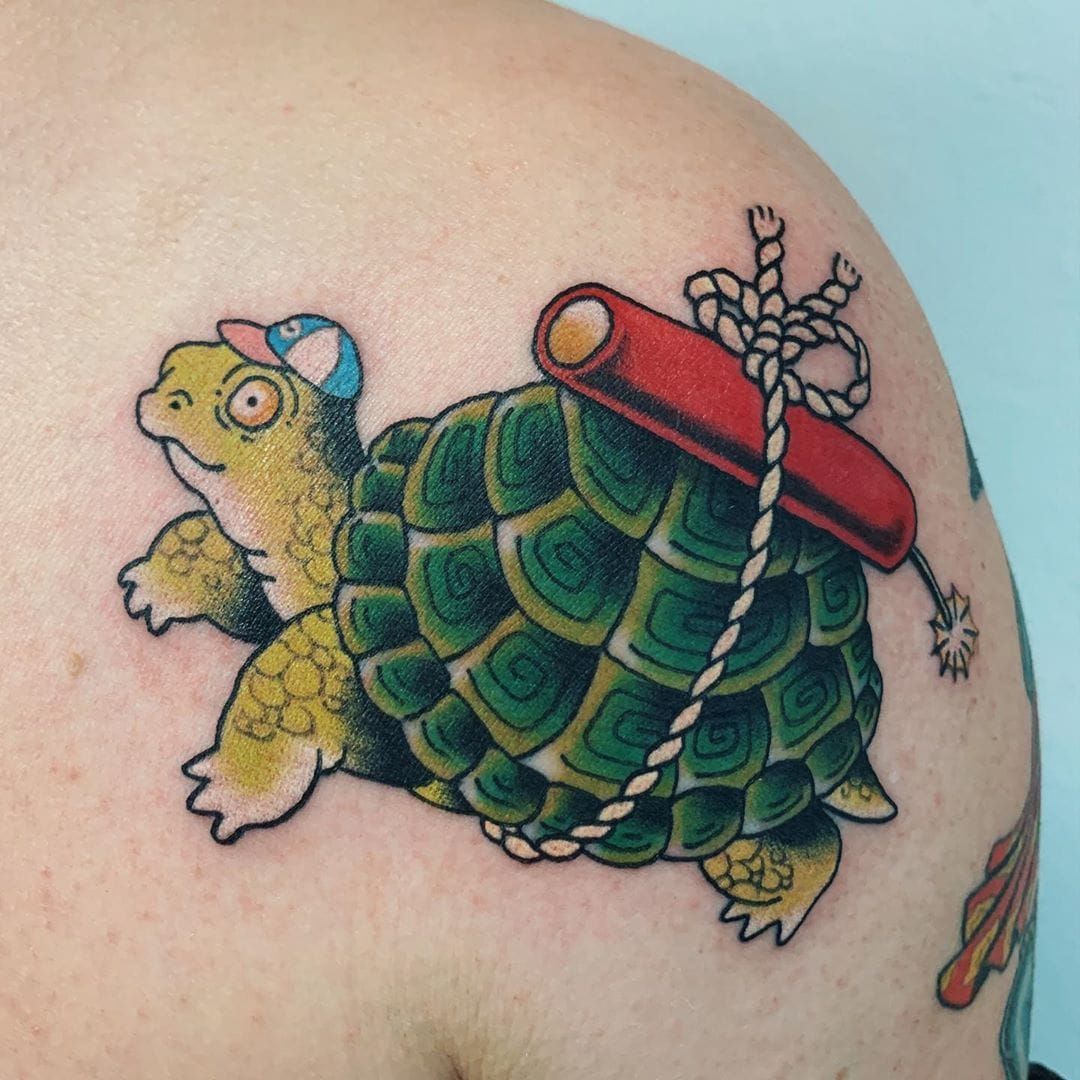 American traditional turtle done by Josh at True West Tattoo San Luis  ObispoCA  Turtle tattoo Turtle tattoo designs Tortoise tattoo