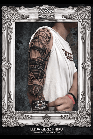Marine sleeve tattoo in progress