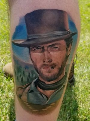 Clint eastwood color portrait on calf