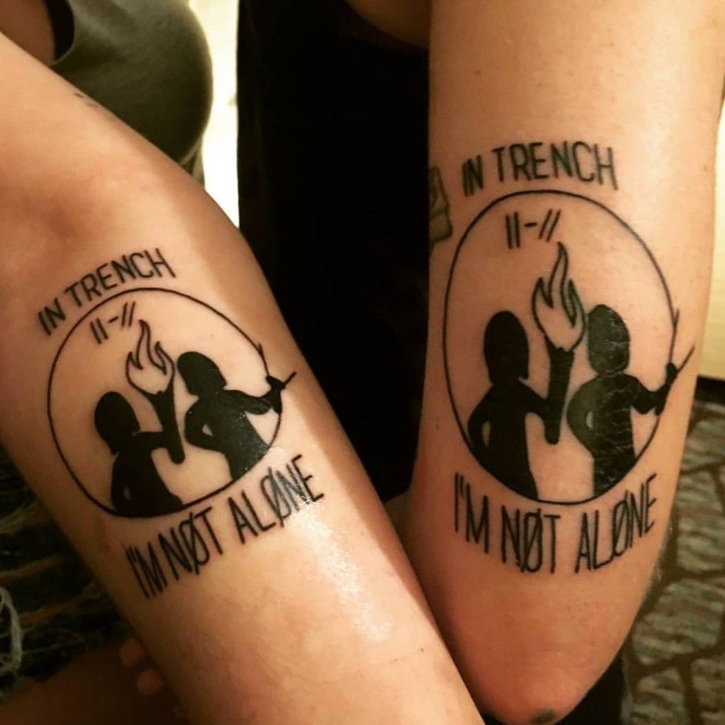 Tattoo uploaded by CR • #matching #twentyonepilots #tøp #trench  #leavethecity #myblood In trench, I'm not alone • Tattoodo
