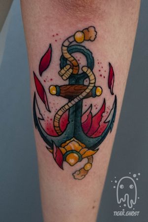 Fresh anchor done to match the owl I previously tattooed