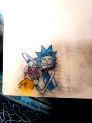 A rick and morty tattoo that someone wants. I tried it in practice skin first. I like it for the most part. Practice skins are harder to work on in my opinion.