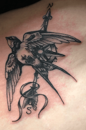 Sparrow and Compass Rose