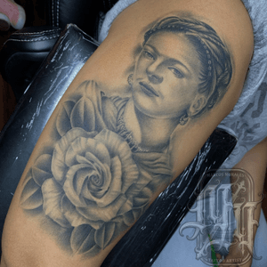 Healed shot of this Frida Khalo piece . Follow me on Instagram @Marcos_Tattoos . 