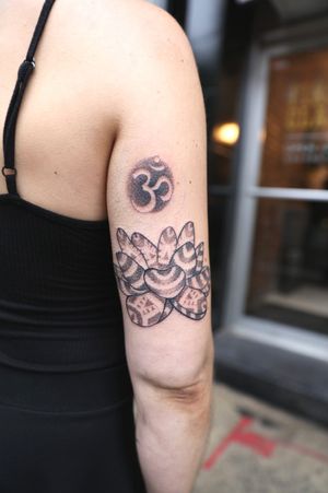 Custom patterned lotus and om symbol for Aysa