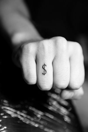 Mini finger tattoo of dollar symbol