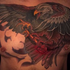 color eagle chest piece cover-up