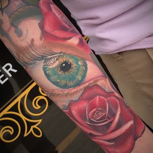 Realistic color eye ball with color roses