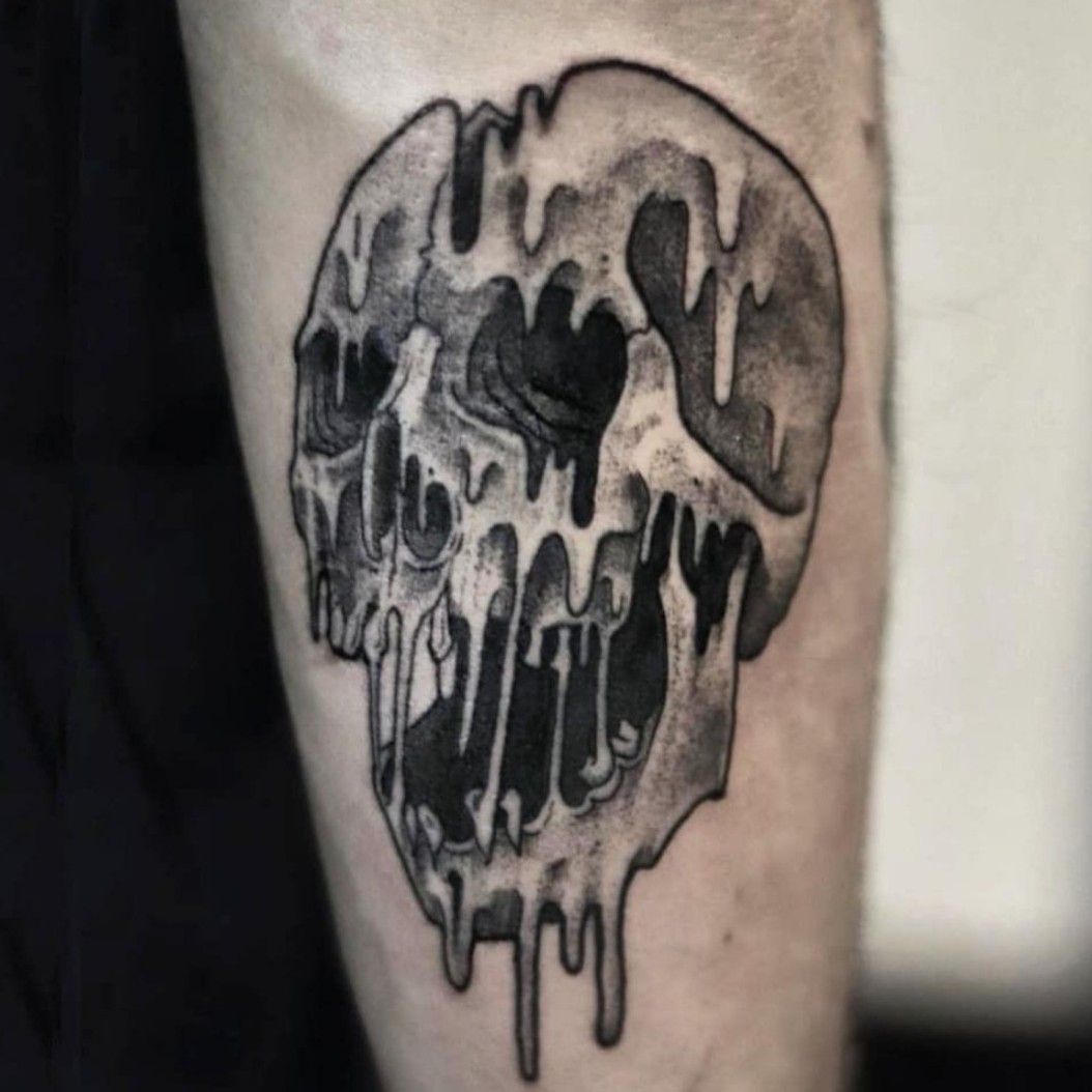 Melting skulls fill sleeve  Skull sleeve tattoos Skull tattoos Skull  tattoo design
