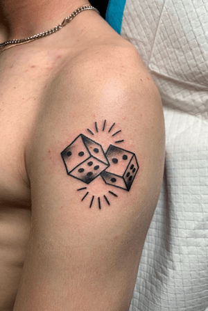 Tradtional blackwork dice tattoo 