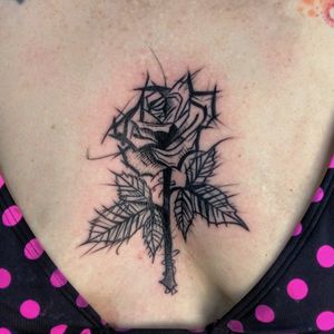 Illustrative Rose tattoo by Adam McDade #rose #illistration #illustrative #blackworktattoo 