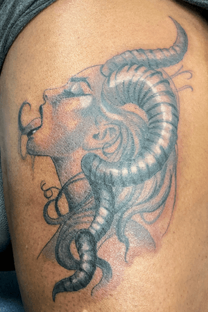 Did this Aries Tattoo recently #aries #zodiac #blackandgrey 