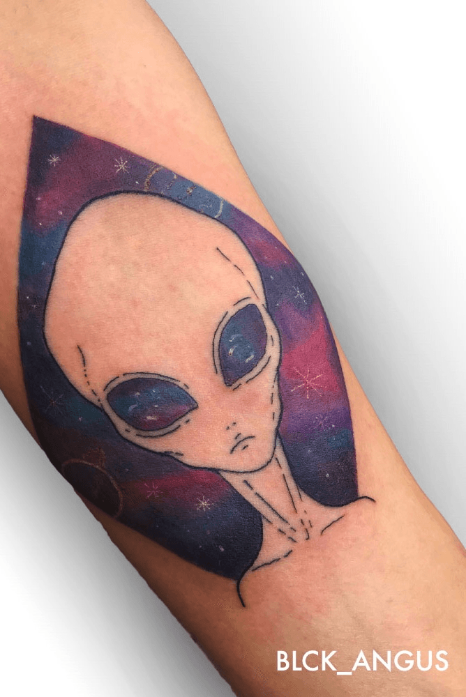 Tattoo uploaded by Jacopo • 👽AREA 51👽 #lineart #color #space #alien •  Tattoodo