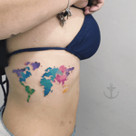World Map watercolor #tattoo #tatuagem #tattoodo #felipebernardes #nyc #ny #tattoodo #tattooartist #watercolor