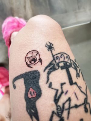 Horny eyeball flash tattoo 