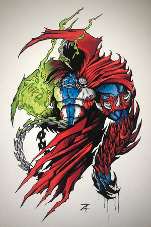 “SPAWN” marker on watercolor paper 