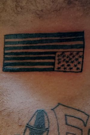 Upside down American flag. Stenciled the way the client drew it