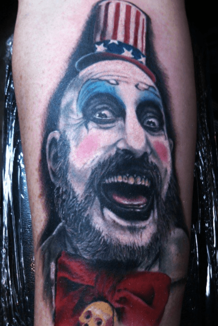 Revolution Ink Tattoo and Art gallery  Captain Spaulding tattoo by Angie  Dont forget we have a Halloween flash event going all the way until  Halloween day Discounted tattoos all month long