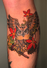 #owl #owltattoo #colortattoo #legtattoo insta_ sini__tattooer