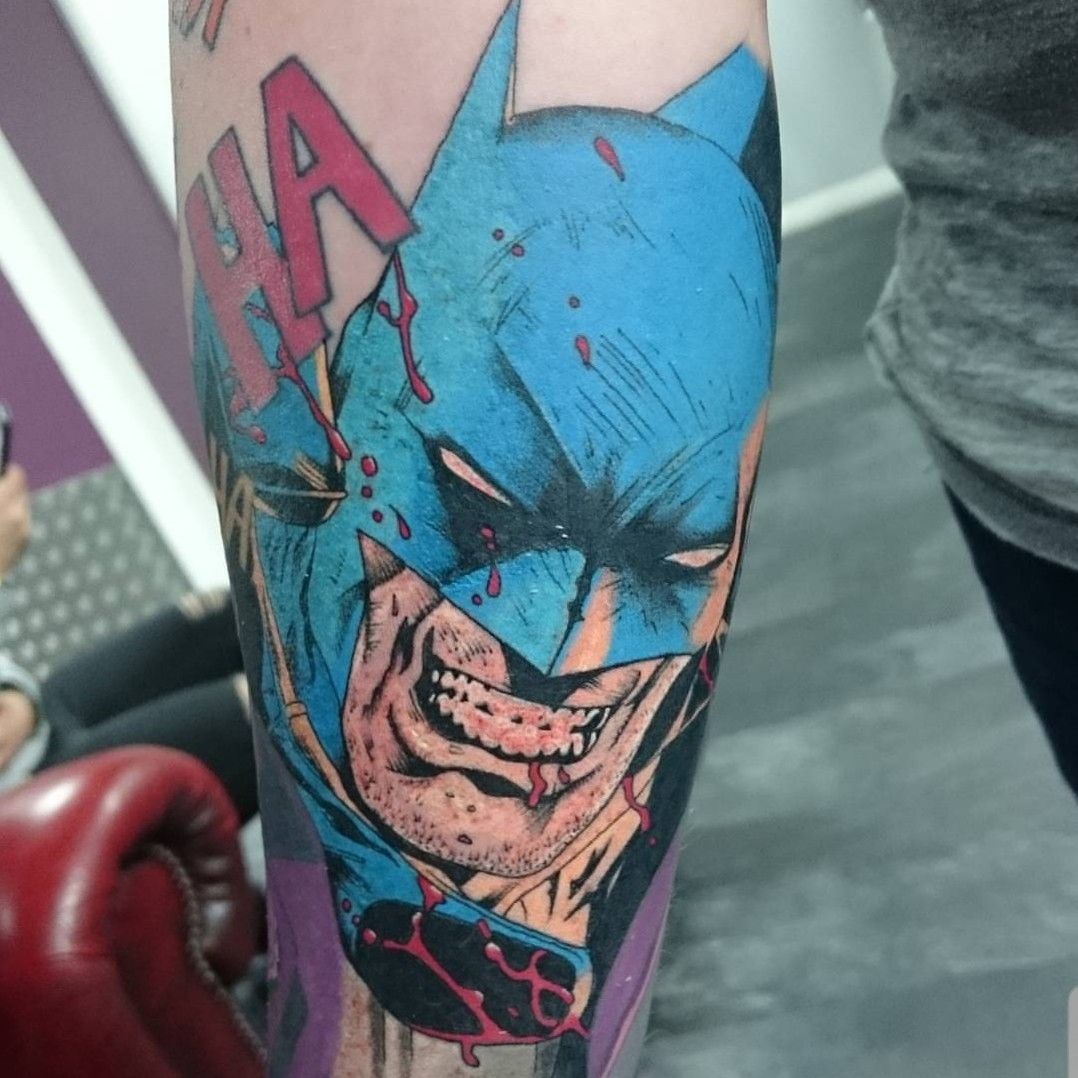 Tattoo uploaded by Sammy Kent (@startattooist) • #comic #comictattoo  #ComicTattoos #batman #batmantattoo #colour #colourtattoo #cartoon #dc  #dccomic #marvel #MarvelTattoos #point2point #tattoostudio #erith #kent  #southlondon #tattooartist #artist ...