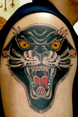 Scary panther head for Juan. #panther #panthertattoo #traditionaltattoo #