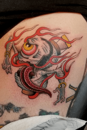 “ChochinObake” Lantern ghost fora fellow tattooer. I love doing illustrative styles like this. 