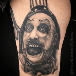 Captain Spaulding tattoo by Jesse Vardaro at Fable Tattoo Gallery
