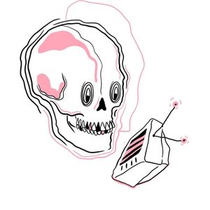 #illustration #pink #Black #television #skull #tattooart 