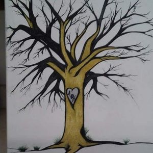 Tree for baby shower.. they gave me canvas & my medium is ink pen. Hardest drawing ever. 