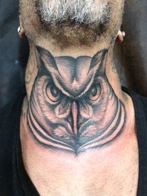 New traditional owl black and white on the neck