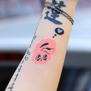 Cool tattoo by Zzizziboy #Zzizziboy #zzizzi #cooltattoos #tattooidea #cooltattoo #cool #favorite #bestoftheday #tattoosforwomen #tattoosformen #handpoke #bunny #cute #color #heart #arm