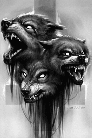 #elensoul #art #evil #wolfs #cross #horror #blackandgray #kunst