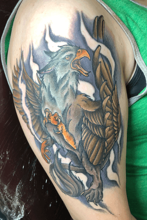 Griffon. I was honored to receive 2nd place in Female Medium Color. (Villain Arts Council Bluffs Tattoo Convention 2019)