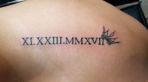 Roman numerals with crown leaning on them