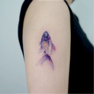 Cool tattoo of Tattoos Manda #TattoosManda #cooltattoos #tattooidea #cooltattoo #cool #favorite #bestoftheday #tattooforwomen #tattoosformen #fish #watercolor #xray #color #bones # skeleton #arm