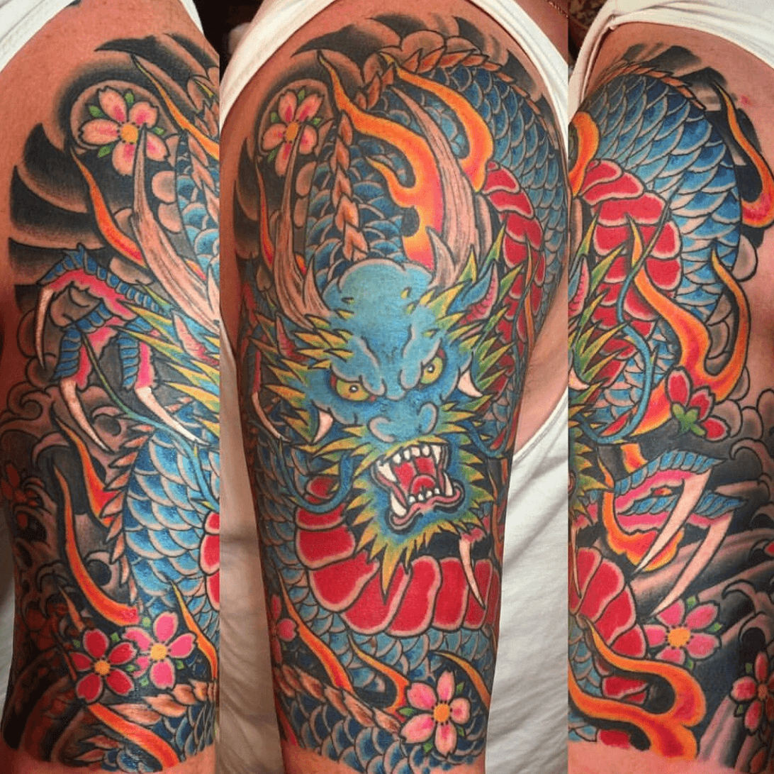 Unleash Inner Power with a Bold Japanese Dragon Half Sleeve Tattoo ...