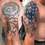 American flag cover up of tribal