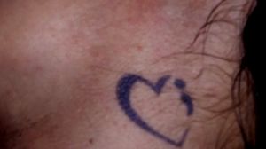 Heart with semicolon for mental illness and suicide prevention