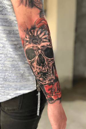 Artistic skull with roses