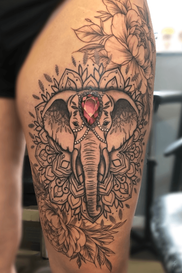 rose pedals elephant tattoo  Elephant tattoos Elephant tattoo design  Cute animal tattoos
