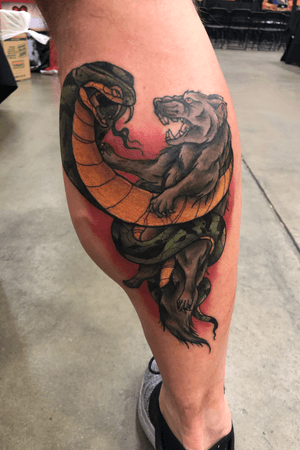 Mongoose fighting a cobra (Villain Arts Dallas Tattoo Convention 2019)