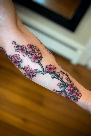 Cherry blossom, flowers, japanese, color, forearm