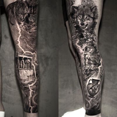 Monkey King Black And Grey Ink Male Shaded Half Sleeve Tattoo Design Ideas